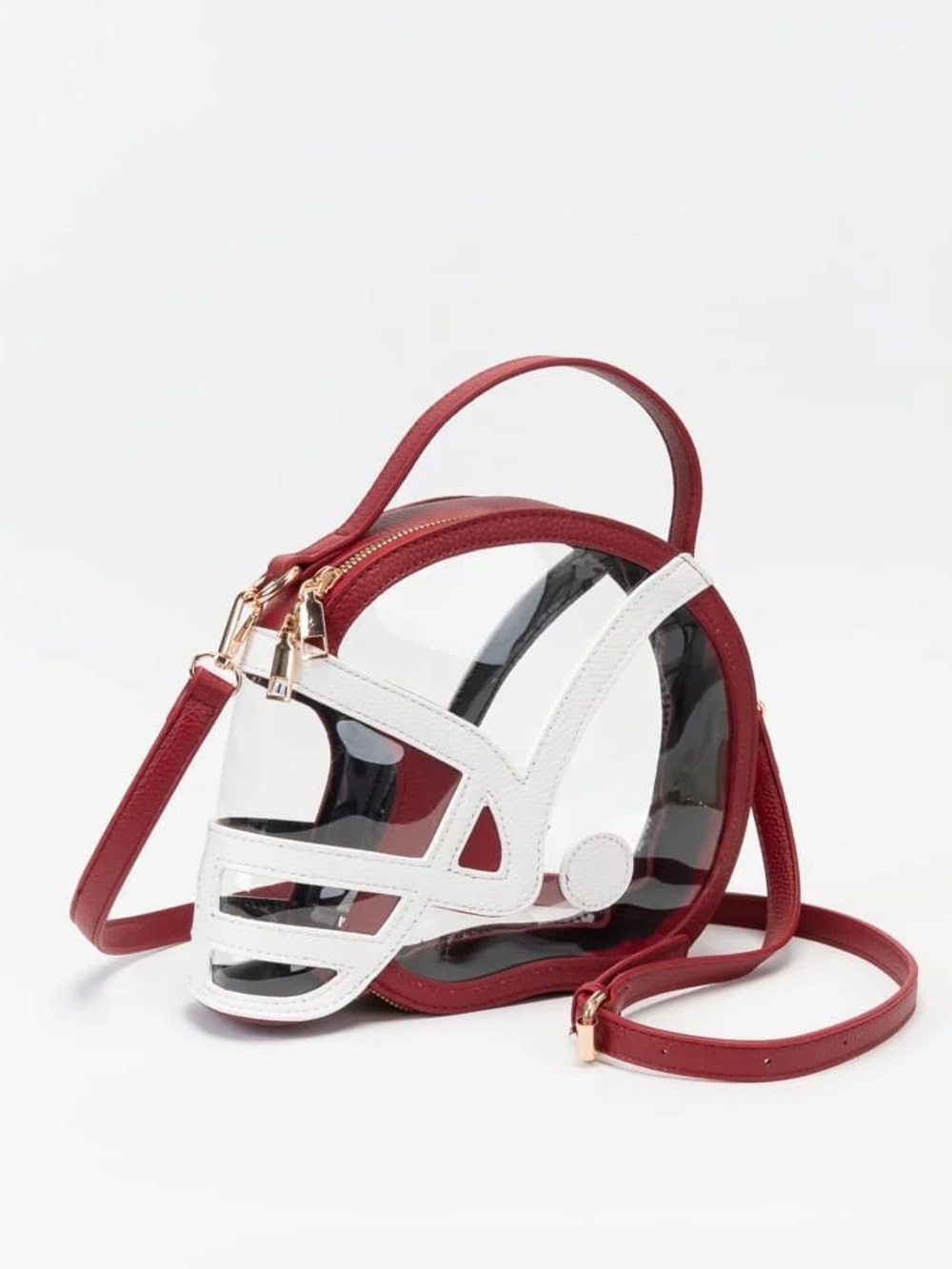 Clear burgundy and White Helmet Crossbody Bag